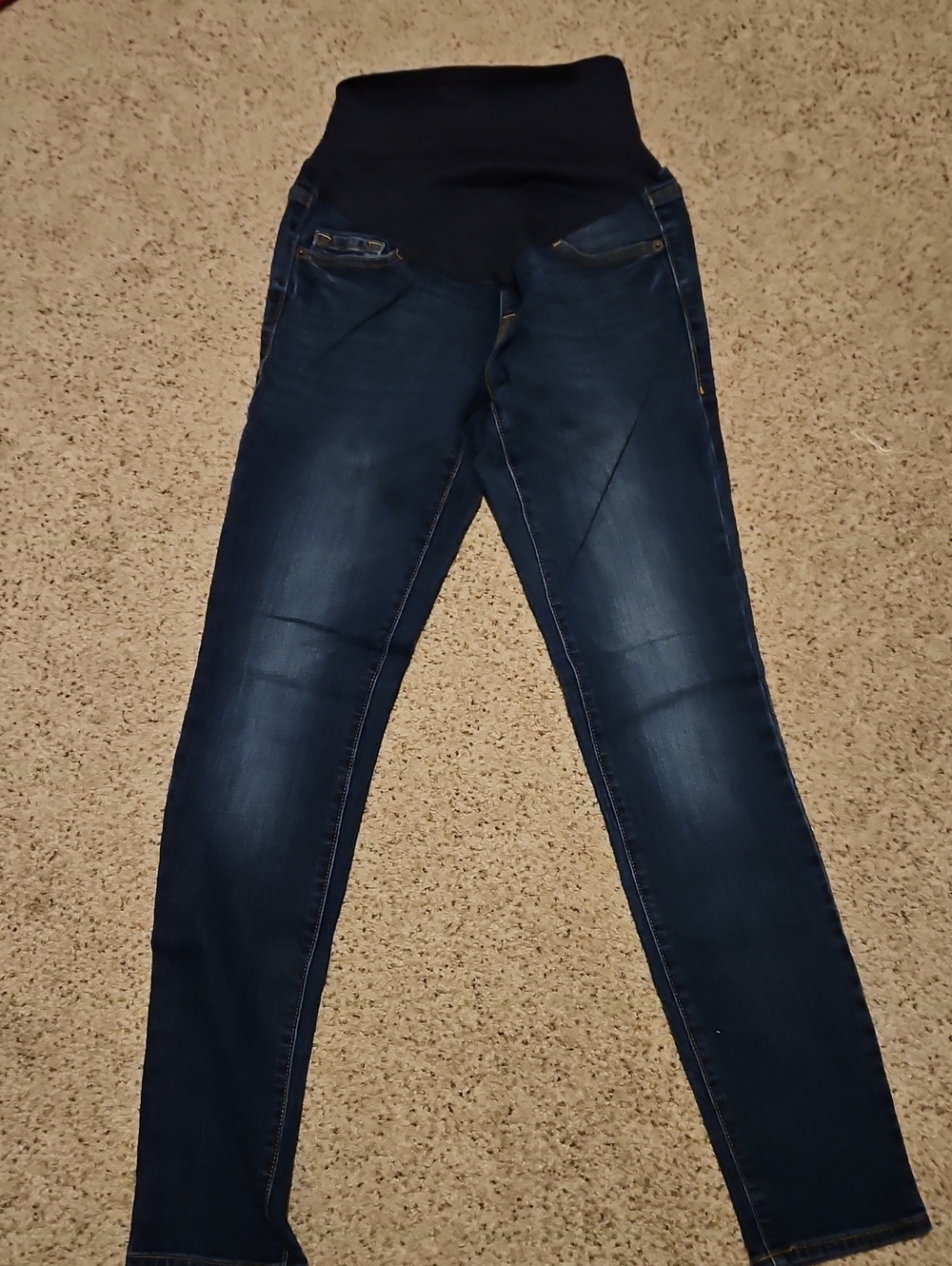 Old Navy Dark Blue Maternity Jeggings with Black Belly Panel
